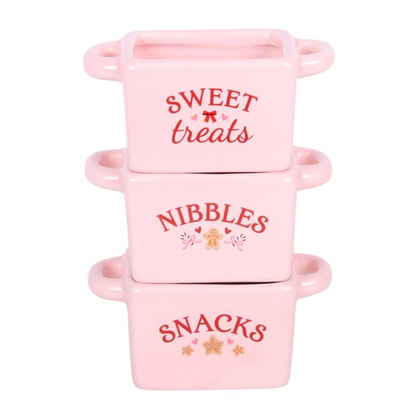 Set of 3 Pink Snack Bowls