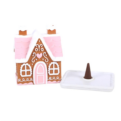 Pink Gingerbread House Incense Cone Burner