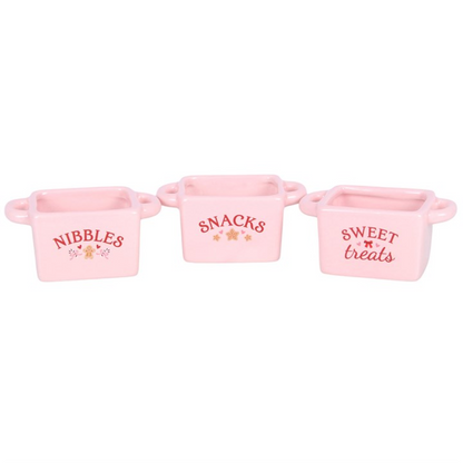 Set of 3 Pink Snack Bowls