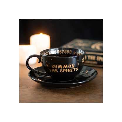 Black Talking Board Teacup and Saucer