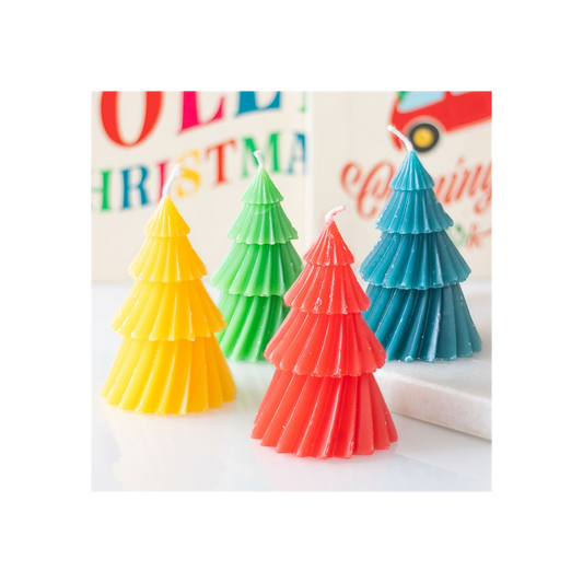 Set of 4 Colourful Christmas Tree Candles