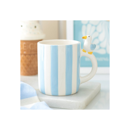 Striped Mug with Seagull