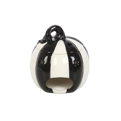 Black and White Striped Pumpkin Oil Burner