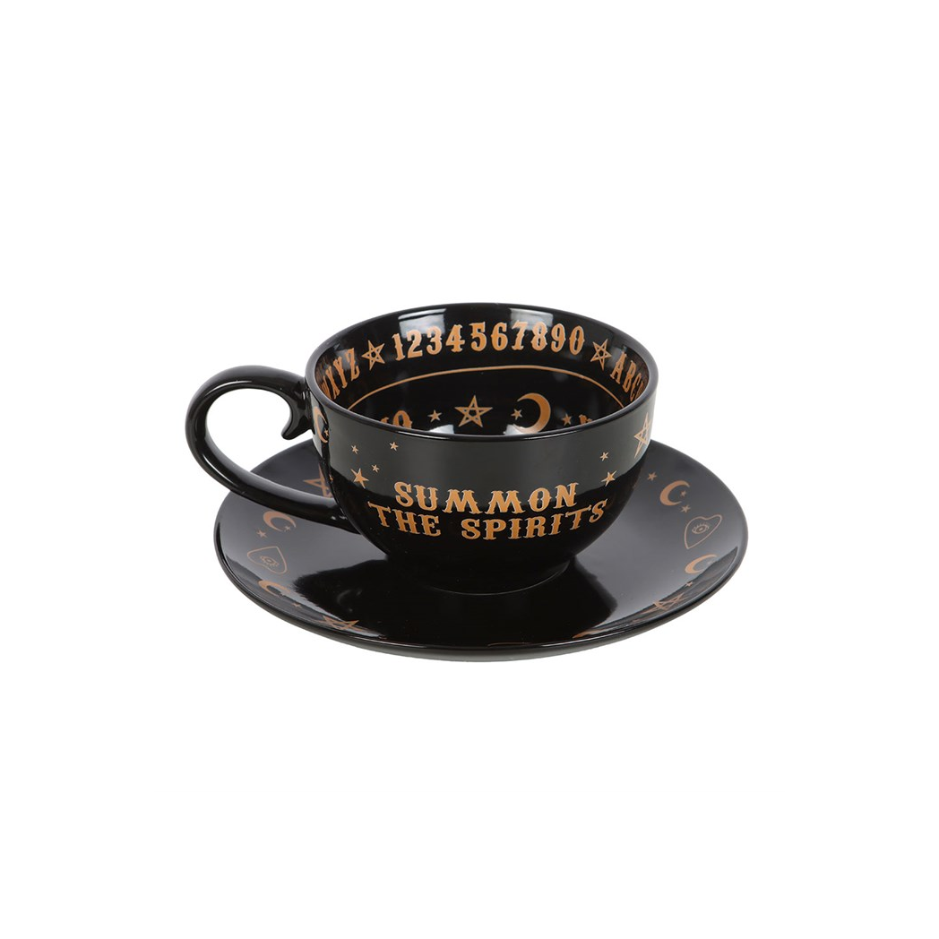 Black Talking Board Teacup and Saucer