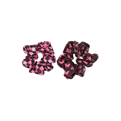 Set of 2 Rebel Butterfly and Checkerboard Hair Scrunchies