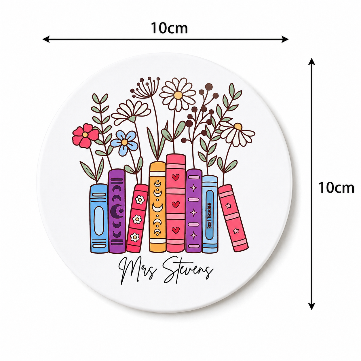 Personalised Floral Book Teacher Coaster