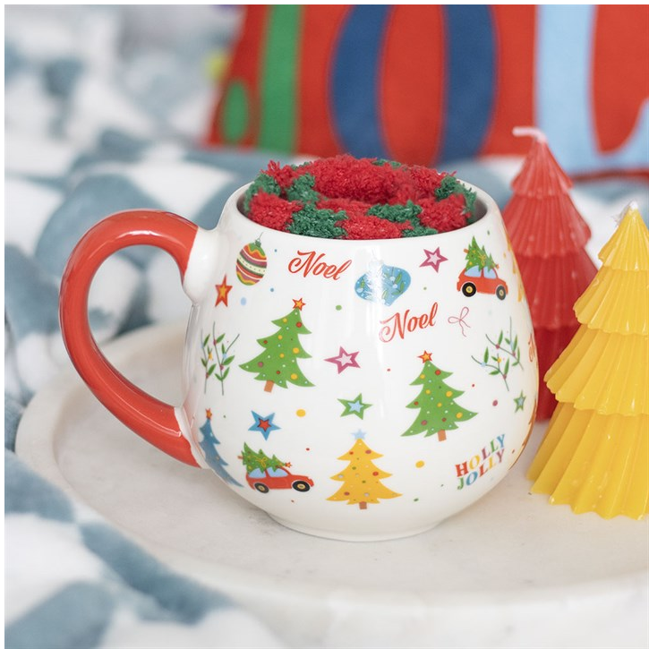 Nostalgic Christmas Print Mug and Socks Set