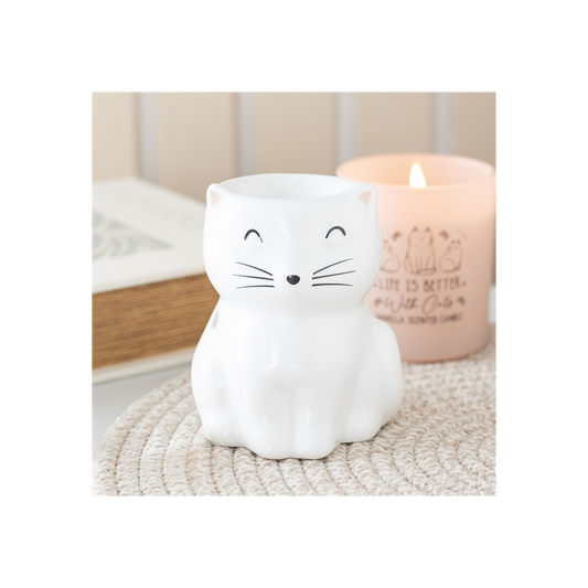 White Happy Cat Oil Burner