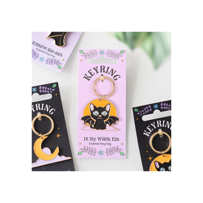 In My Witch Era Bat Cat and Moon Enamel Keyring