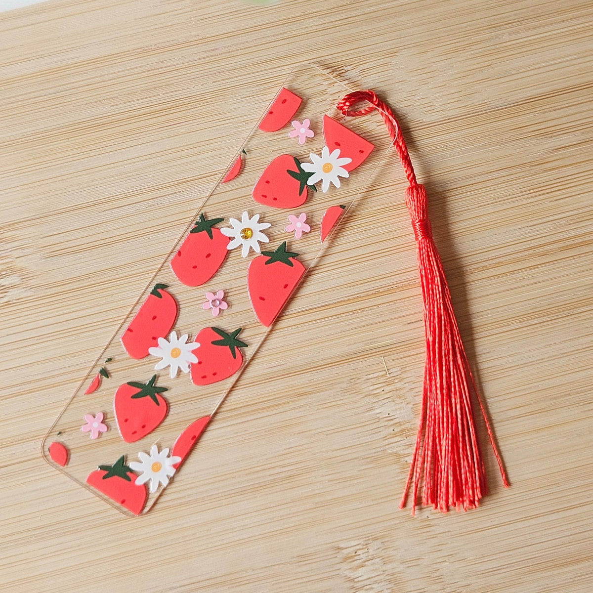 Strawberry Bookmark with Tassel 🍓 Free Delivery