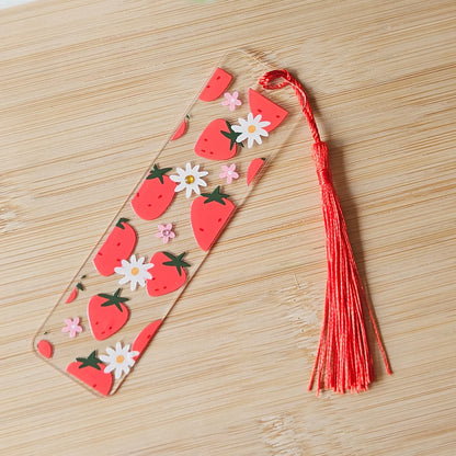 Strawberry Bookmark with Tassel 🍓 Free Delivery