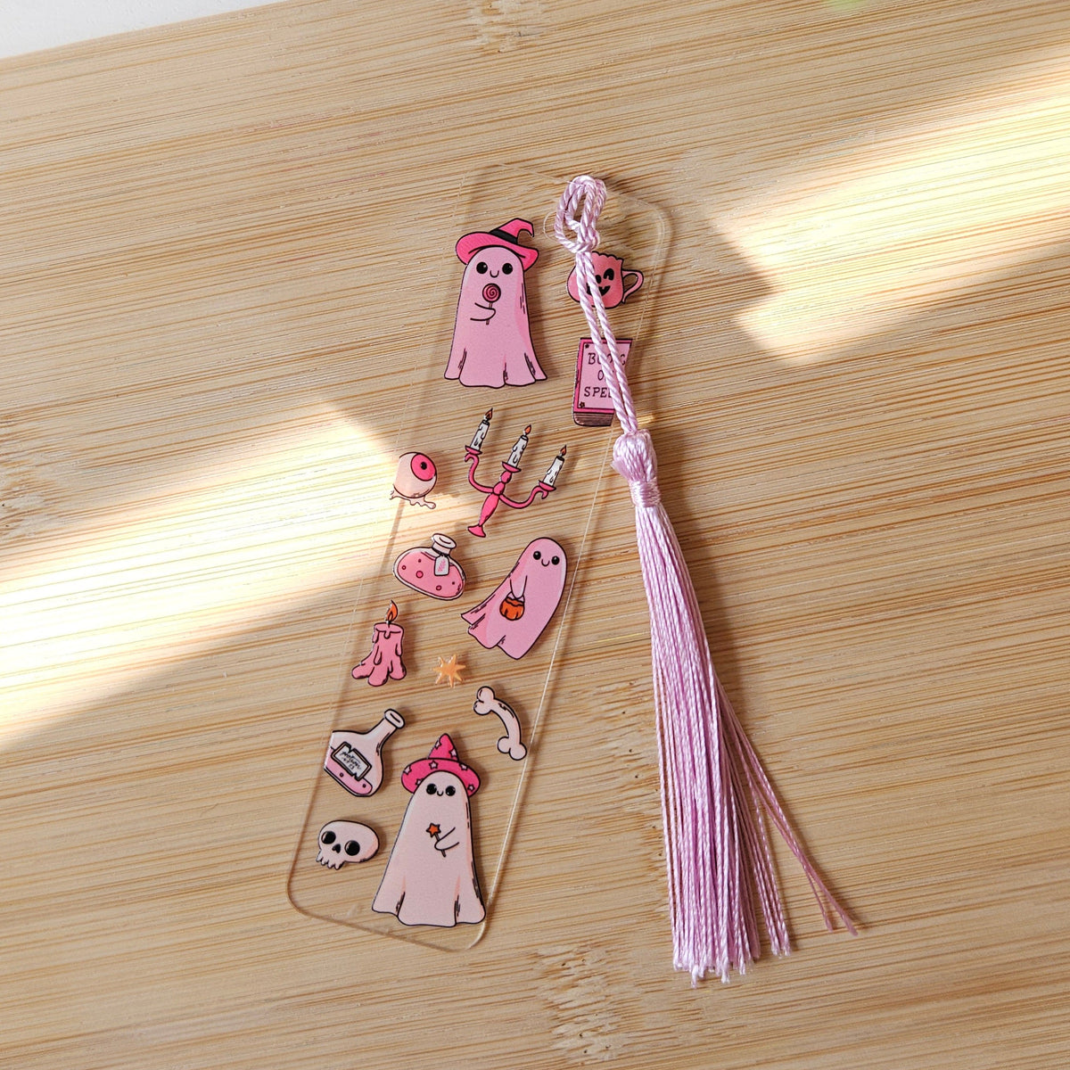 Pink Halloween Ghost Bookmark with Tassel - Cute Spooky Book Lover Gift 👻📚